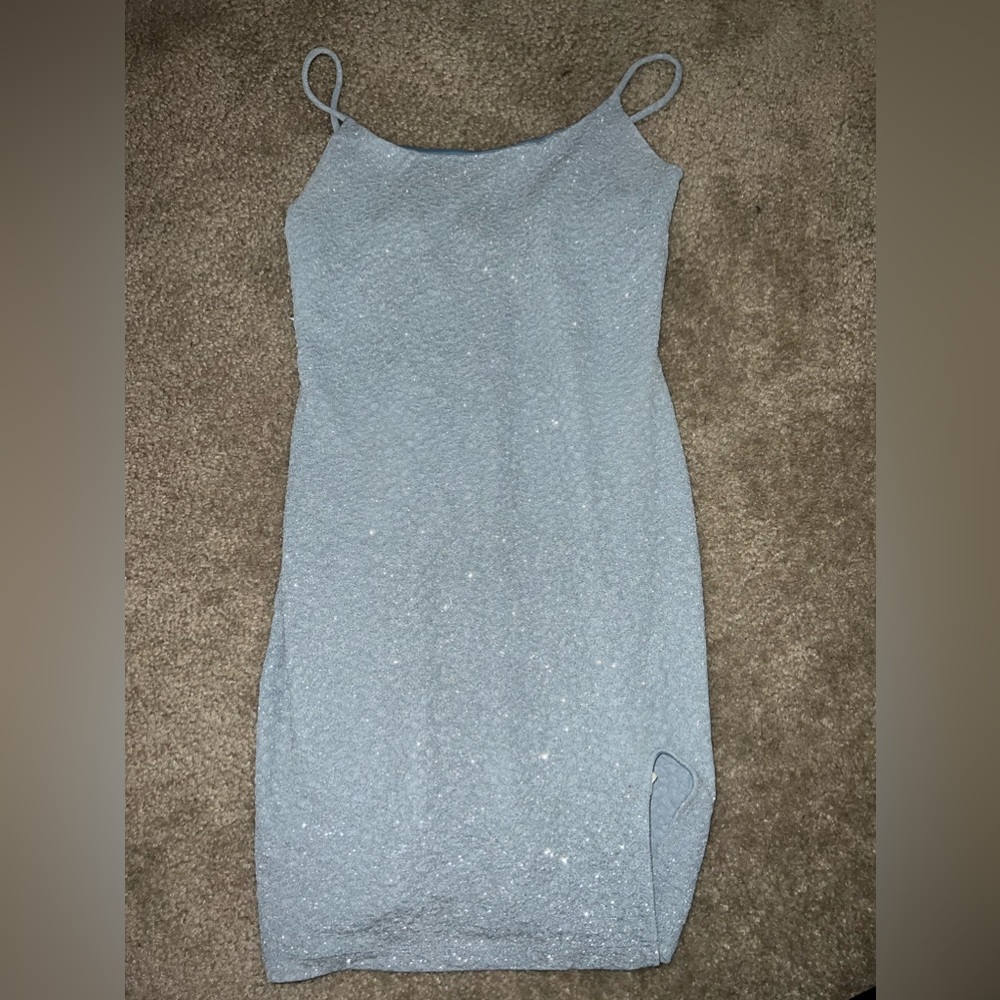 blue skin tight dress
